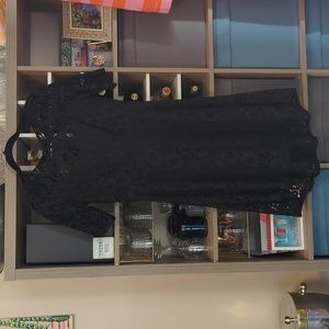 Betsey Johnson Sz 8 Black Floral Lace Dress